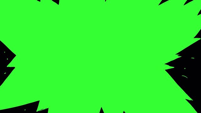 Animation with colorful tears on a black background. Stock video with dynamic shape transition in 4K. Sharp hatched corners fill the screen.