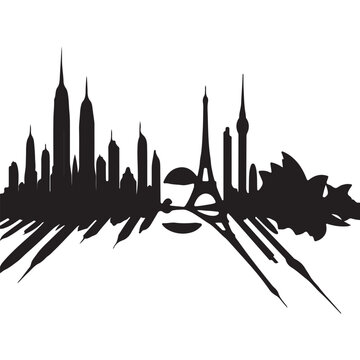Black silhouette of world city skyline