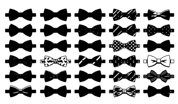 Black Bow Tie Silhouette Collection with Different Classic Fashion Designs