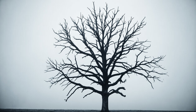 on the plain, a lone dead tree