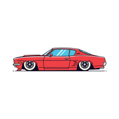 Obraz premium Red Classic Muscle Car Illustration on White