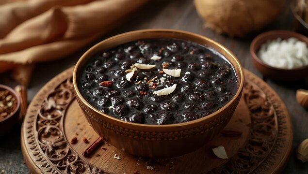 Black rice kheer, a popular sweet and sticky dessert, comes from Manipur in northeastern India.