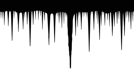 Black paint drips falling down on white background abstract liquid motion © Dipan