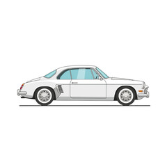 Fototapeta premium Classic White Coupe Car Illustration on White Background