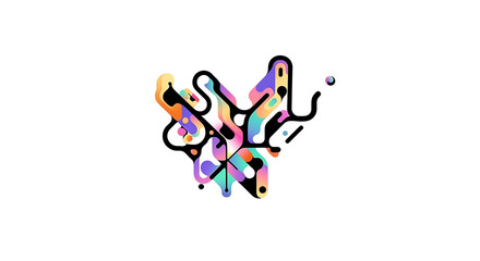 Fototapeta premium Abstract colorful fluid shape with flowing lines and gradients isolated on a transparent background