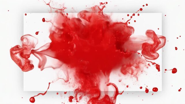 Dynamic red paint splash spreading fluidly on white background vibrant colorful abstract motion