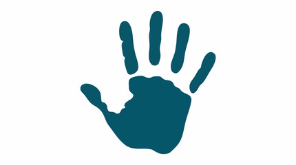 Obraz premium Teal handprint graphic on white background