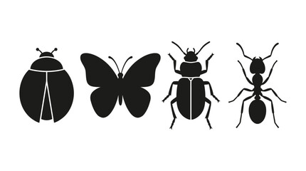 Insect Silhouettes Featuring Ladybug Butterfly Beetle And Ant Silhouette © MdRakib