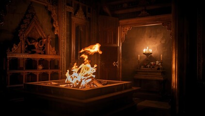 Fototapeta premium intimate view of a crematory's final chamber in Thailand