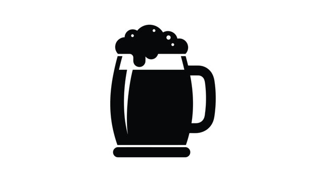 Full Beer Mug With Foam Black Silhouette