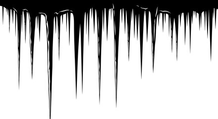Black paint drips falling down on white background abstract design element © Prema