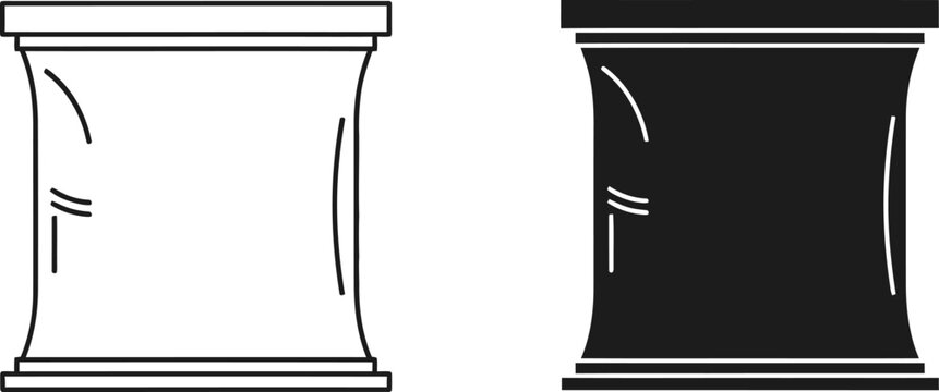 Single spool of thread in outline and solid black silhouette on white background
