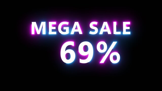 Sale discount offer text number on background. Neon business number.