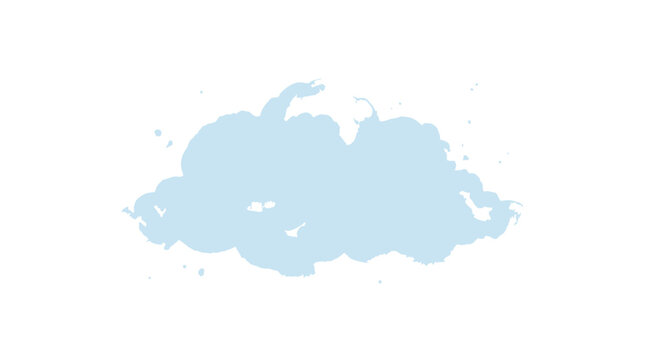 Abstract light blue cloud shape isolated on white background paint splash ink blot vector.eps