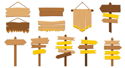Wooden Signposts Collection: Directional Arrows & Blank Signs © Ulfi