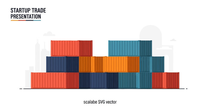 Stack of Colorful Cargo Shipping Containers Vector Illustration for Global Trade and Logistics Presentation