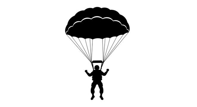 Skydiver Silhouette Falling with Parachute Open