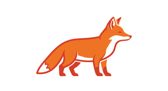 Stylized Fox Illustration - Orange Animal Vector Art on White Background