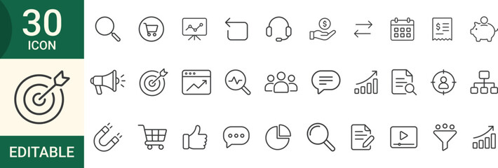 Editable 30 line icons for business and marketing concepts Vector illustration. © Mst