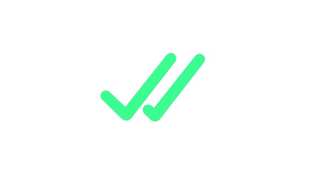 WhatsApp Message Sent Delivered Read Animation | Single Grey Tick to Double Green Tick | White Background | 4K Motion Graphics