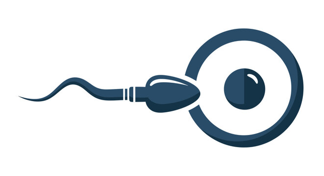 Sperm fertilizing egg icon, conception, reproduction, science, medical, abstract illustration