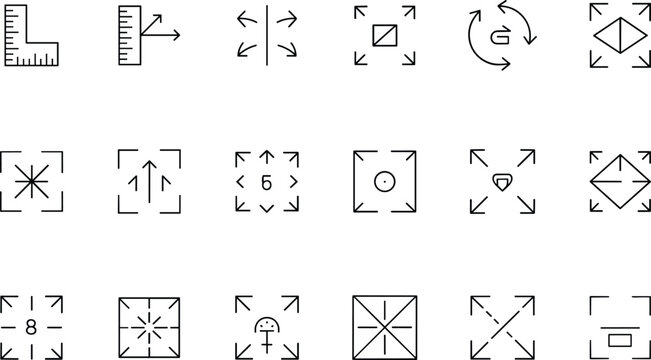 Abstract geometric icons showing directional arrows and interface symbols in ui-ux-design minimalist-graphics digital-illustrations tech-icons modern-flat-design