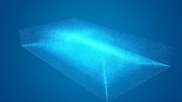 UFO data stream hologram concept visualizing abstract data compression and minimax optimization in blue digital network space