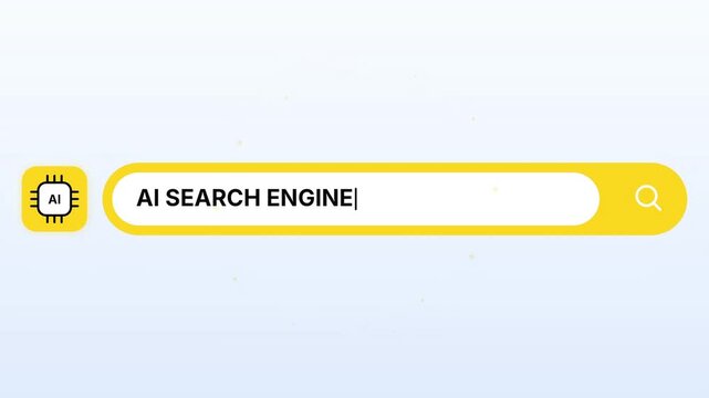 AI Search Engine Query Processing Animation with Data Analysis and Result Display