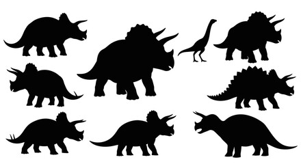 Dinosaur Silhouettes Collection: Triceratops, Stegosaurus, and Brachiosaurus © yati