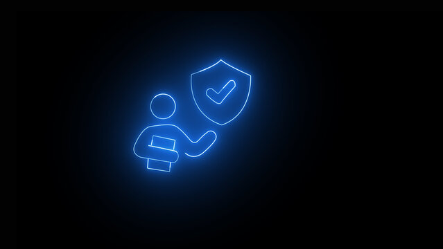 a glowing blue checkmark with man icon among several on a dark digital surface checklist checkbox