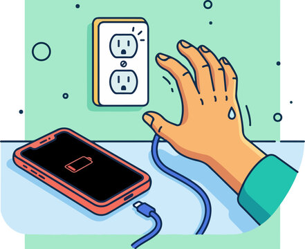 Hand stopping electric shock phone.