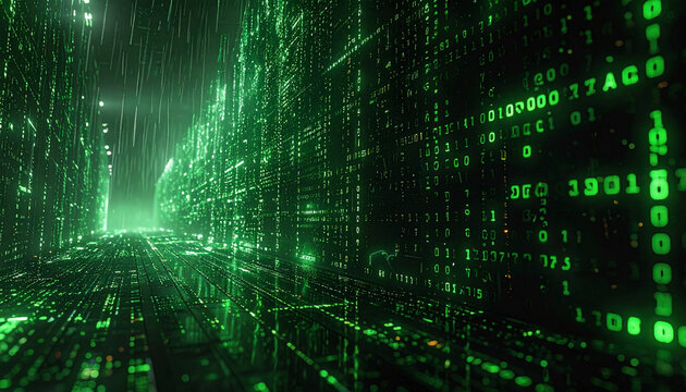 Glitch data stream: corrupted binary code matrix