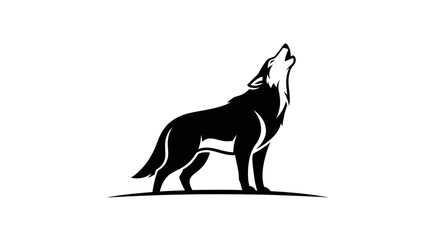 Fototapeta premium Majestic Black Wolf Howling Silhouette Illustration.