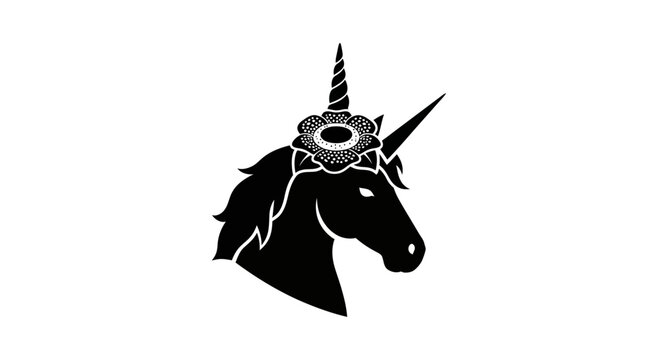 Majestic Unicorn Head with Ornate Crown and Spiraled Horn.