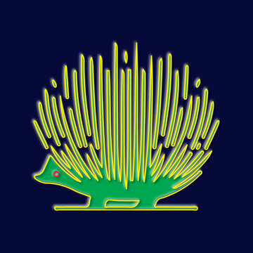 Abstract Hedgehog Silhouette With Glowing Line Spines