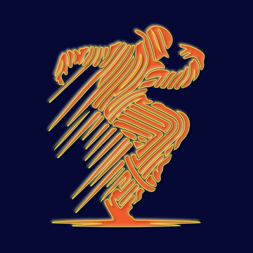 Abstract Running Human Figure From Parallel Stripes