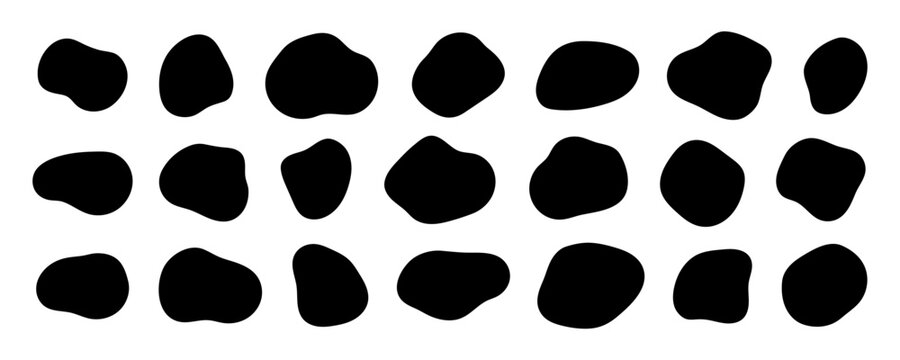 A collection of twenty five black rounded shapes