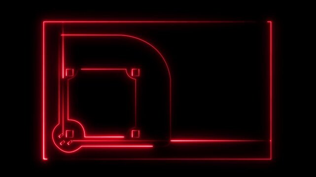 Neon baseball field outline animation glowing red sports