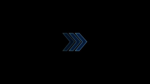 Glowing blue triple arrow animation on black background