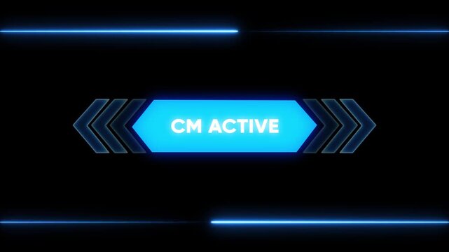 Cm active neon glowing button motion with pulsing light effects