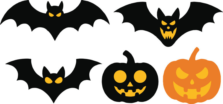 halloween bat with pumpkin set