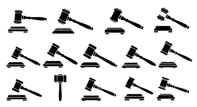 Judge's Gavel Collection: Legal Decision, Justice, Auction Hammer Icons