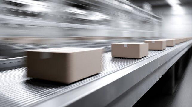 automated guided vehicles delivering cardboard boxes in modern distribution center logistics automation