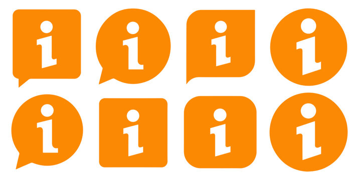 information button icon set vector