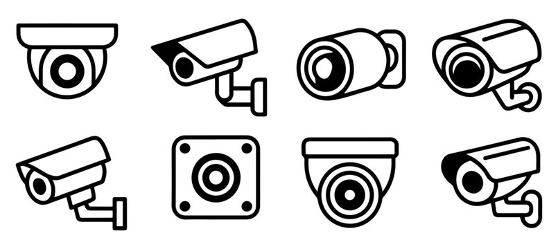 cctv camera icon set vector collection
