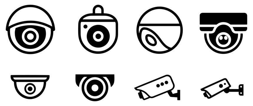 cctv surveillance security icon set