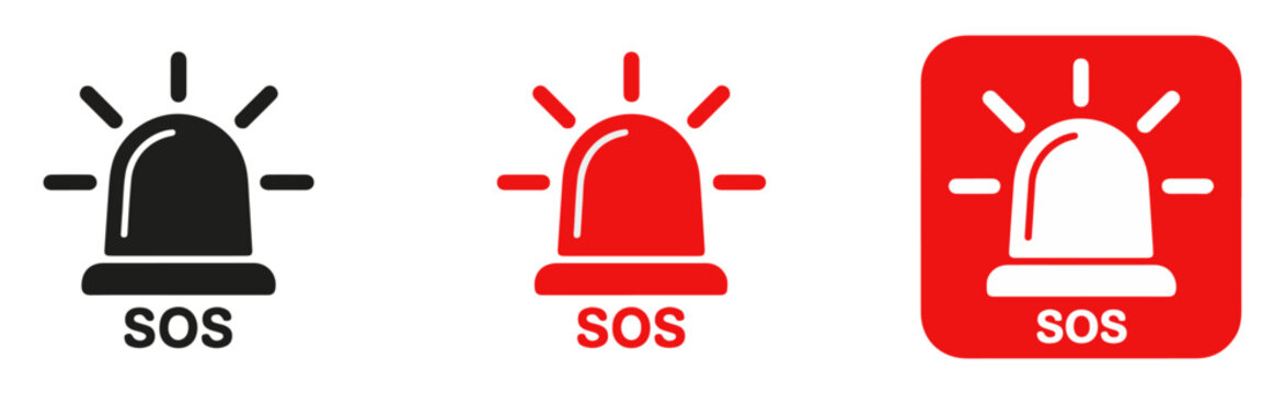 sos emergency alarm icon set