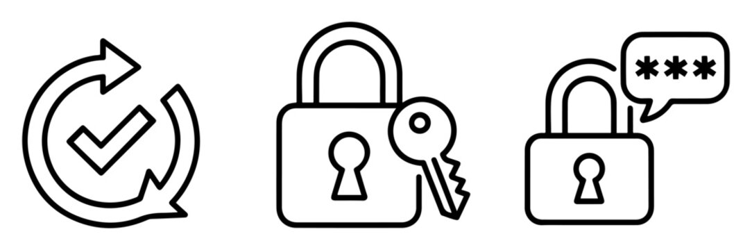 lock security line icon set