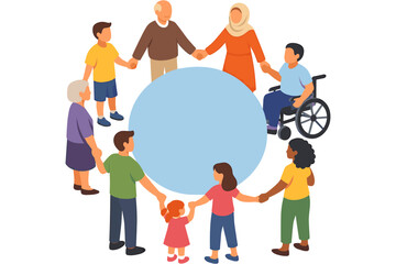 Fototapeta premium Minimal Community Friendship Circle People Illustration