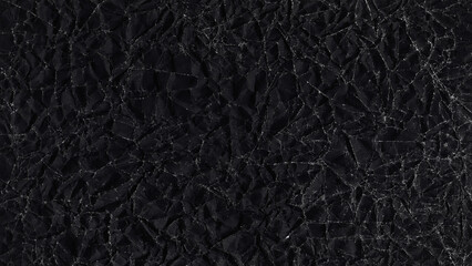 Fototapeta premium Black crumpled paper texture with fold lines dark grunge background
